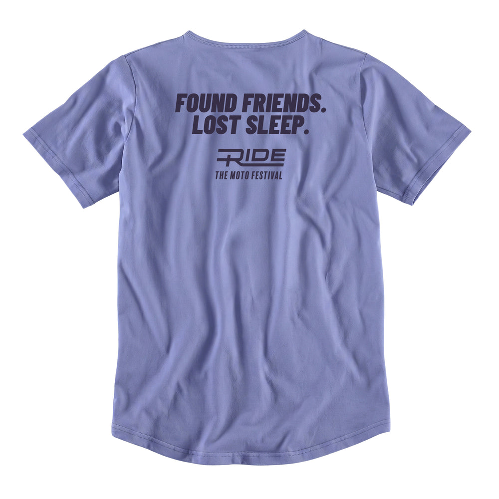 RIDE T-Shirt "Found Friends. Lost Sleep." — Lavender