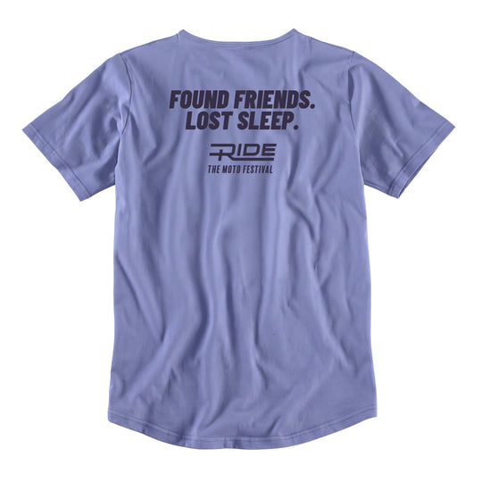 RIDE T-Shirt "Found Friends. Lost Sleep." — Lavender